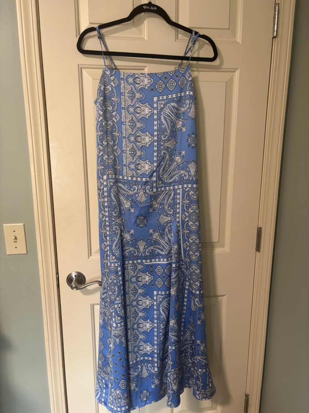 LOFT Blue and White Paisley Maxi Slip Dress